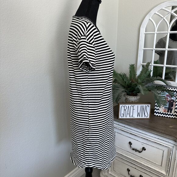 Lucky Brand Black & White Striped Mini T Shirt Dress Womens Size XS Short Sleeve - Picture 4 of 11